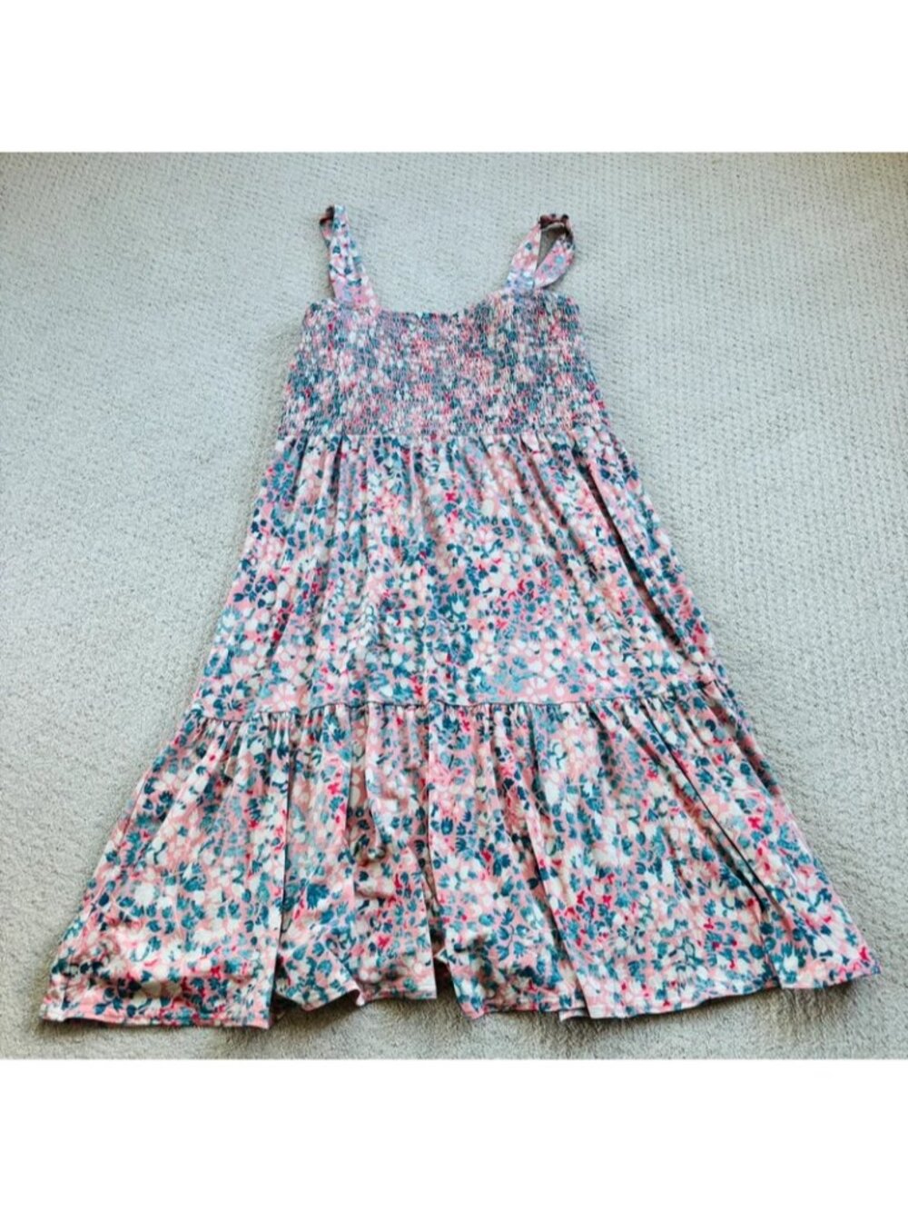 Loft pastel floral smocked dress